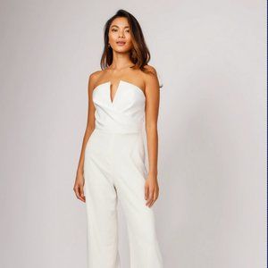 Jay Godfrey Dawson Strapless Jumpsuit Ivory